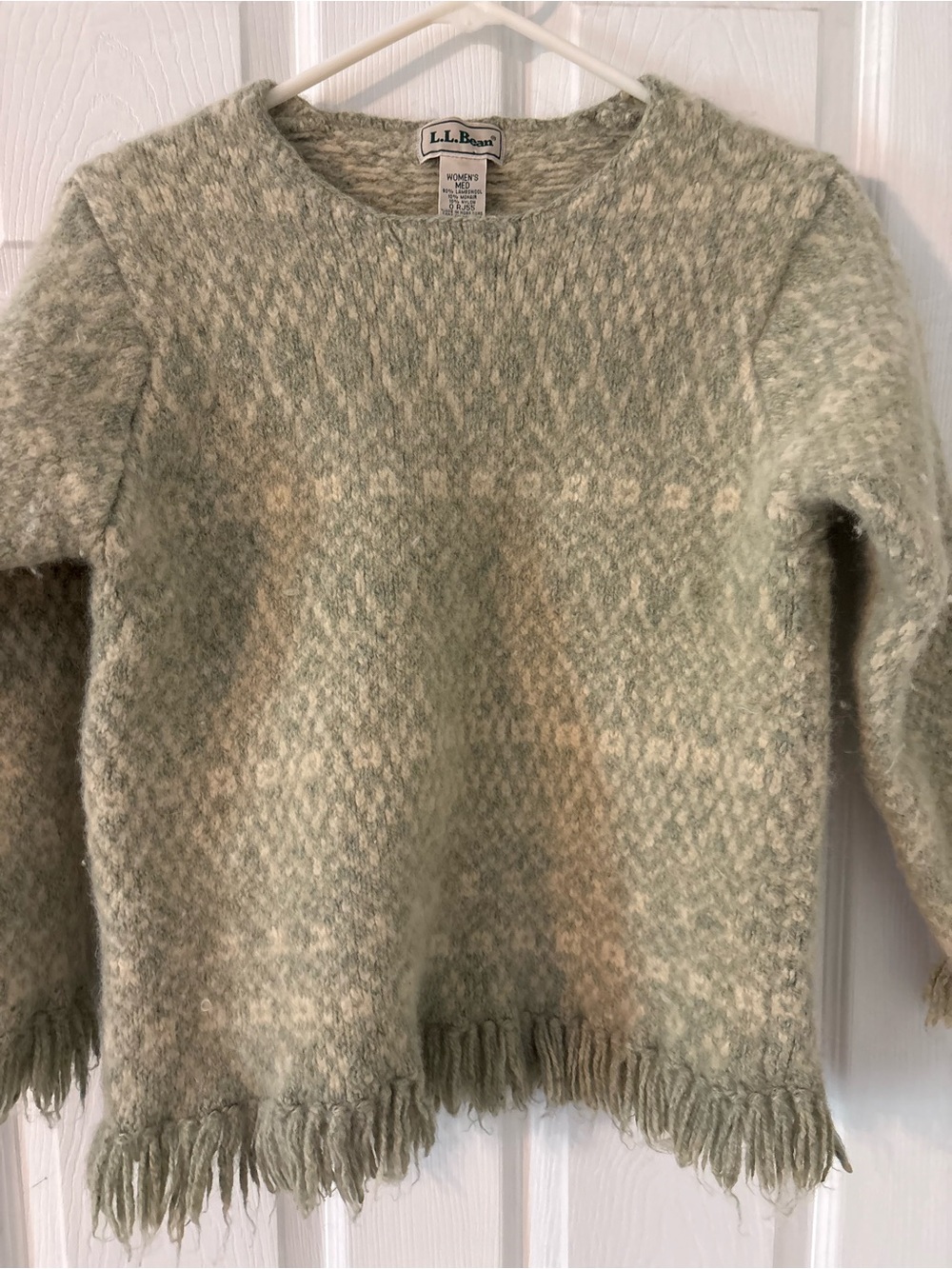 L.L.Bean Lambswool Mohair Fair Isle Fringe Sweater Women’s M